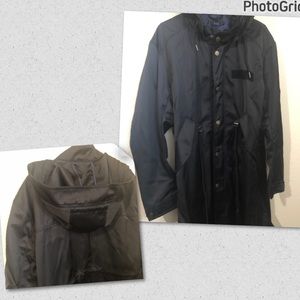 Truth by Republic Mens Medium Black Hooded Parka Coat Raincoat NWT $138